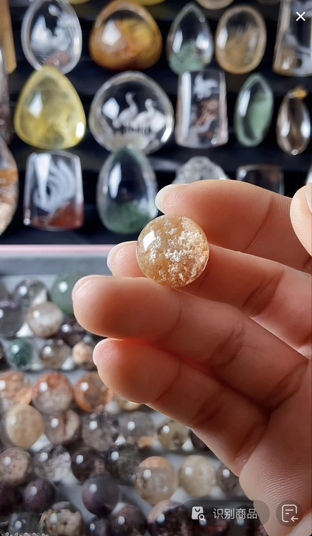 非金属皮质吊坠 白幽16.5mm镶嵌