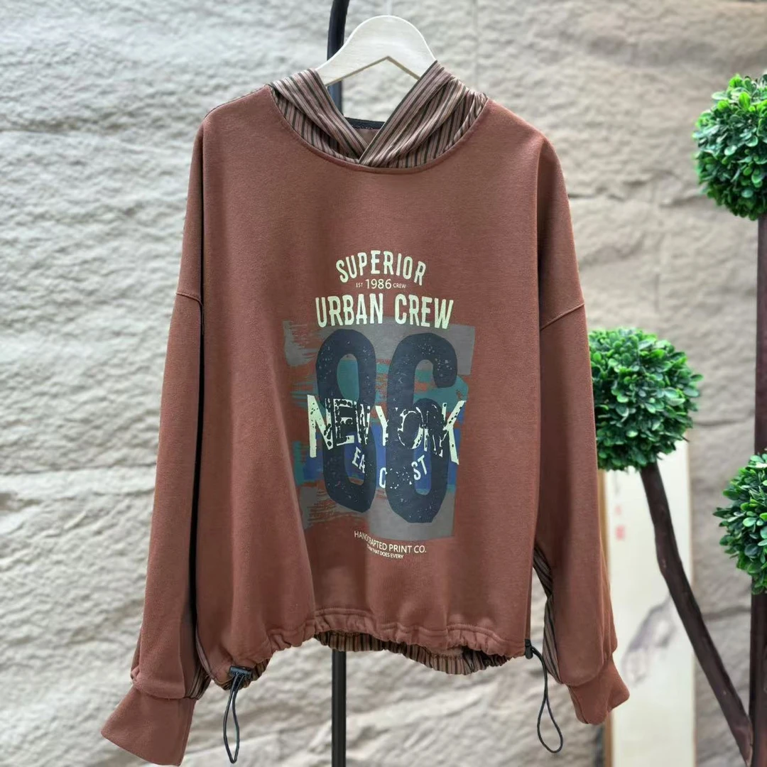 9124新款春季休闲减龄宽松长袖显瘦T恤