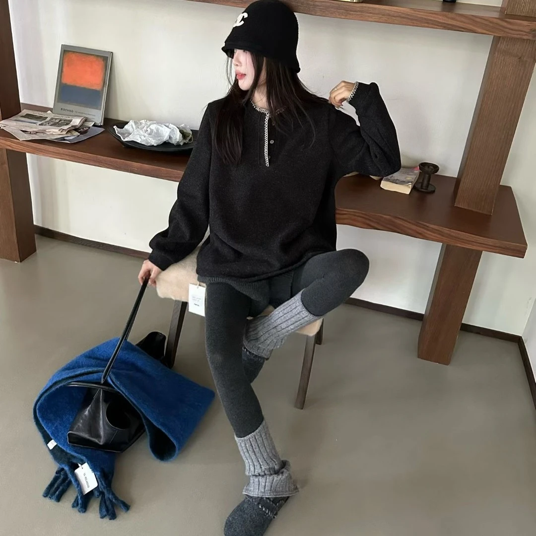 【萱萱精选】高级感慵懒风撞色卫衣1163