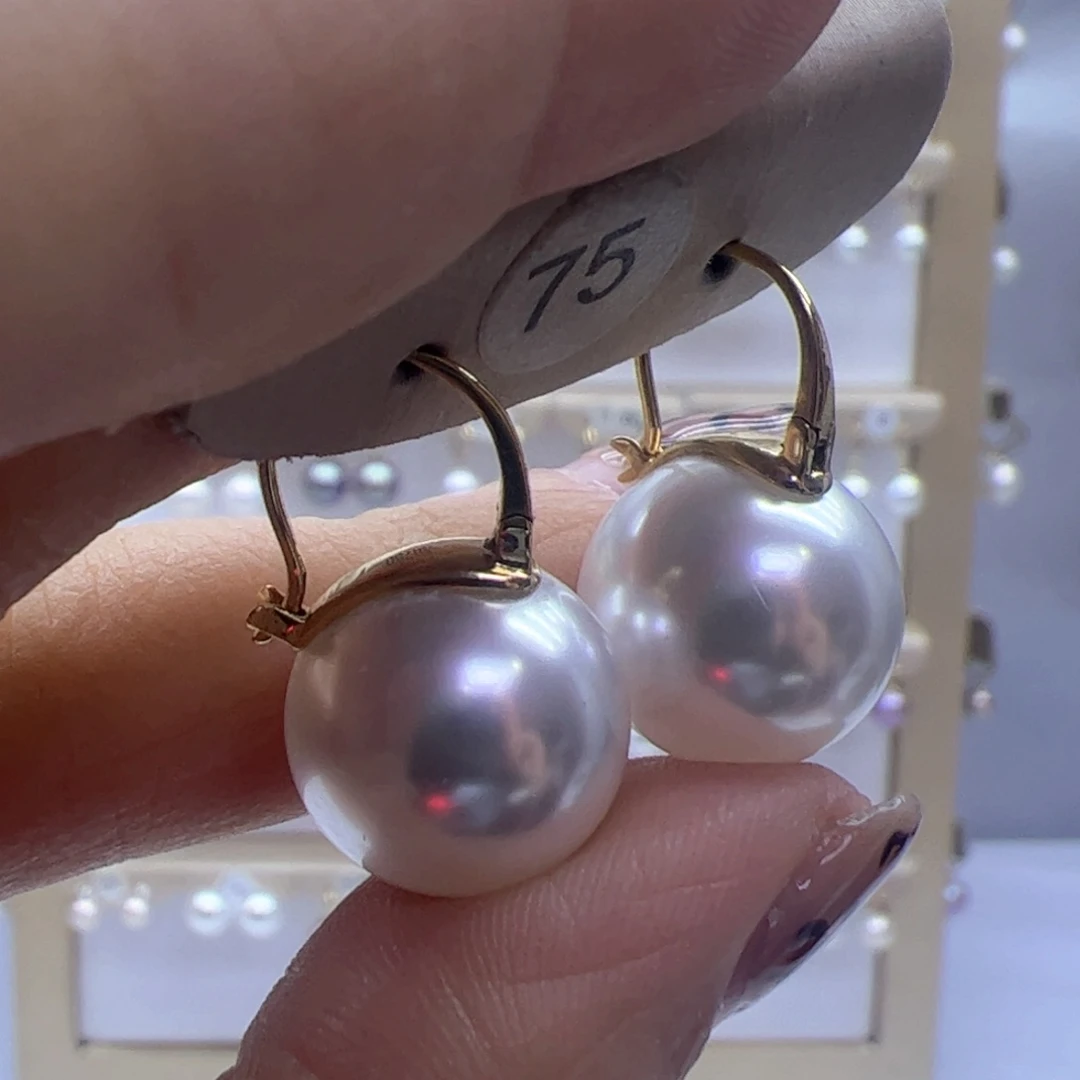 淡水珍珠耳饰18K金镶嵌