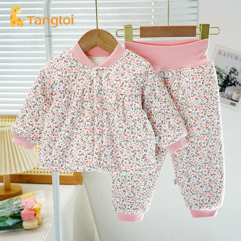 童泰【断码】小童秋冬新款150克棉衣套装冬季棉袄棉裤外穿女宝公主