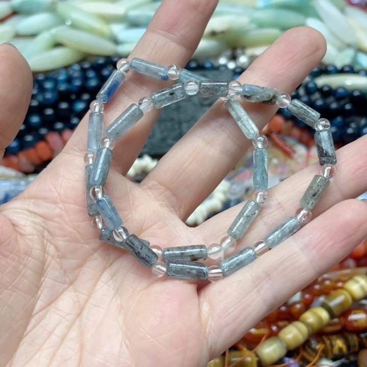 玛瑙/玉髓合金珠宝半成品一条蓝晶手串