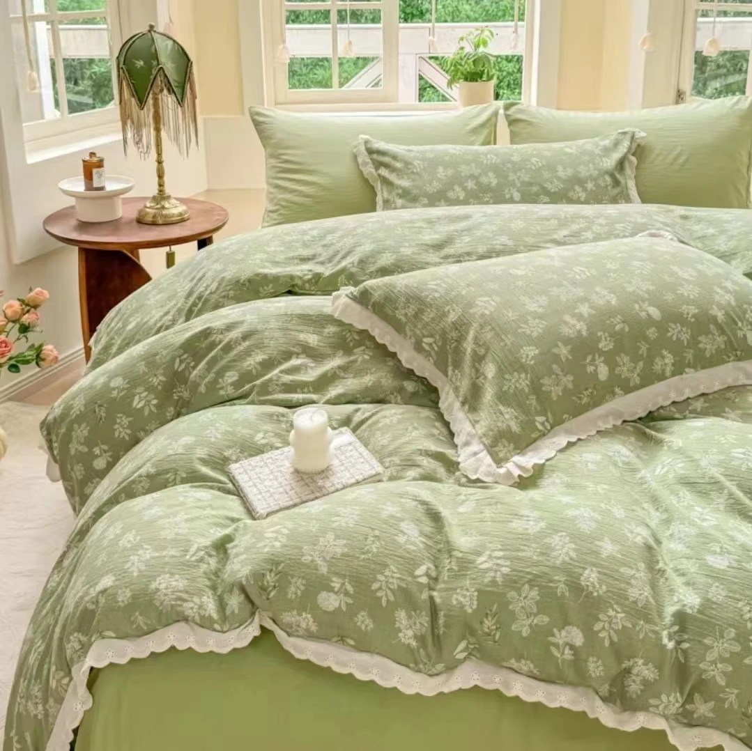 春意盎然2025夏天意大利Dr.A类双层纱四件套床上用品加厚磨毛