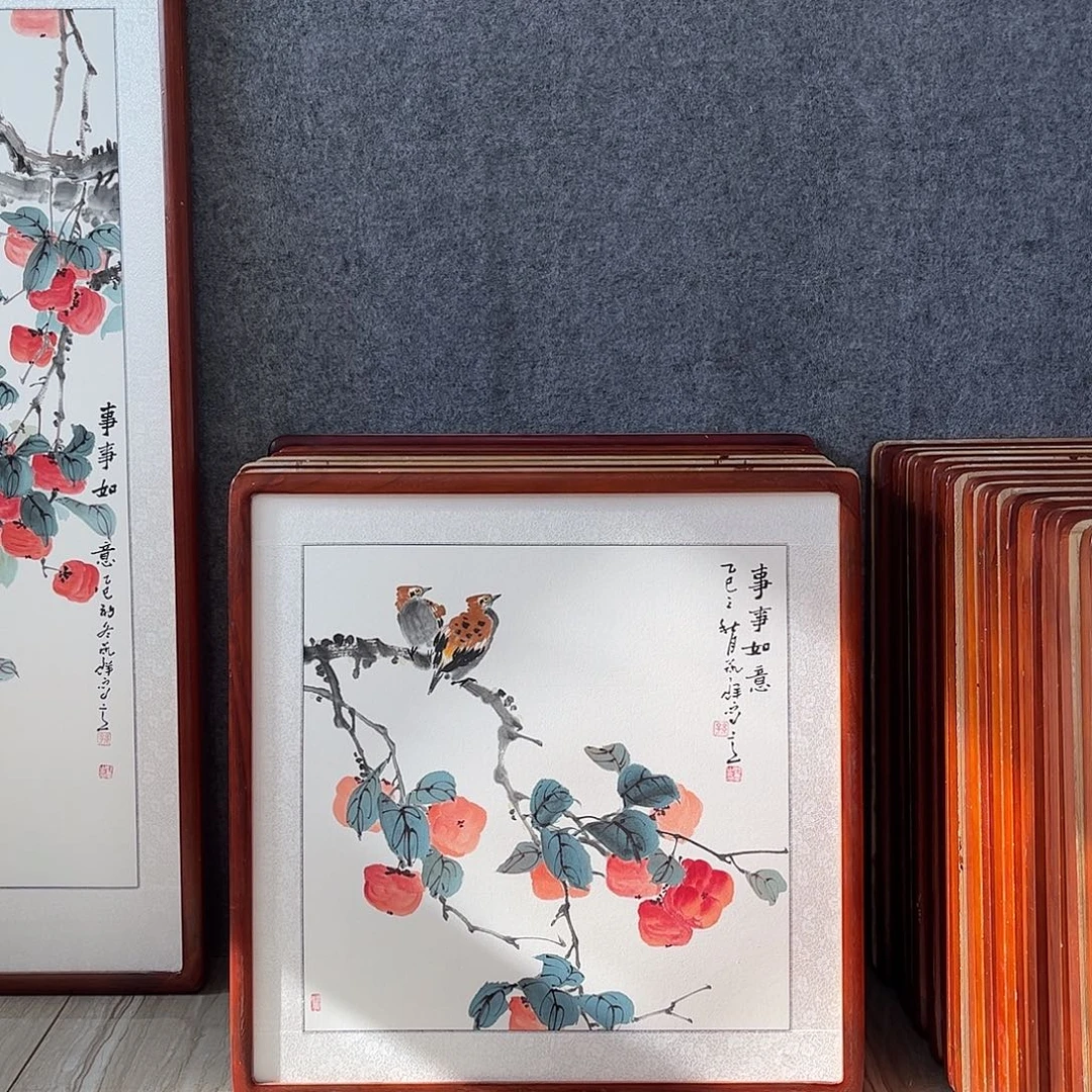 国画书画作品带框63×63