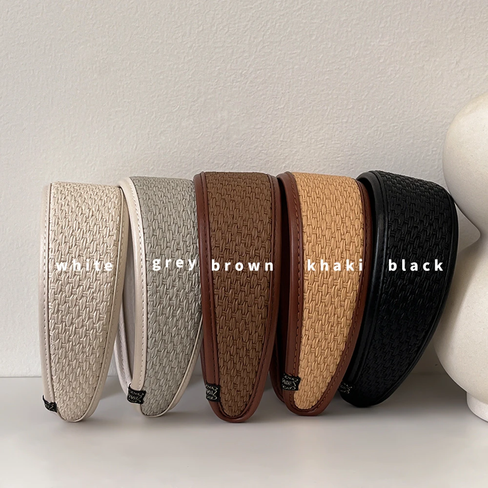 新款复古皮质宽边编织发箍女2025高级感日常百搭高颅顶头箍发饰女