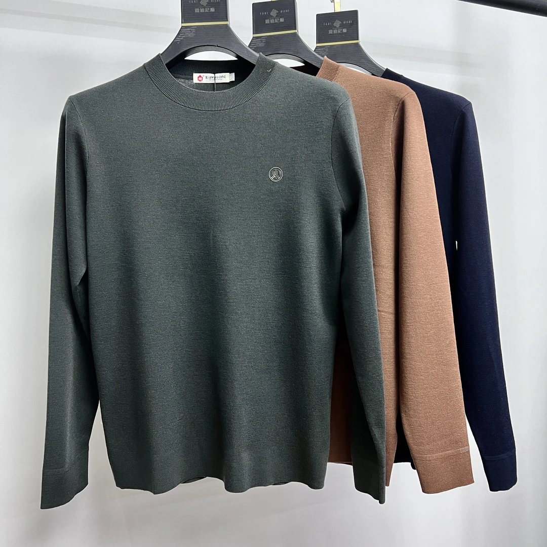 商务休闲长袖圆领男士绵羊毛毛衣男装针织衫打底羊毛衫63803