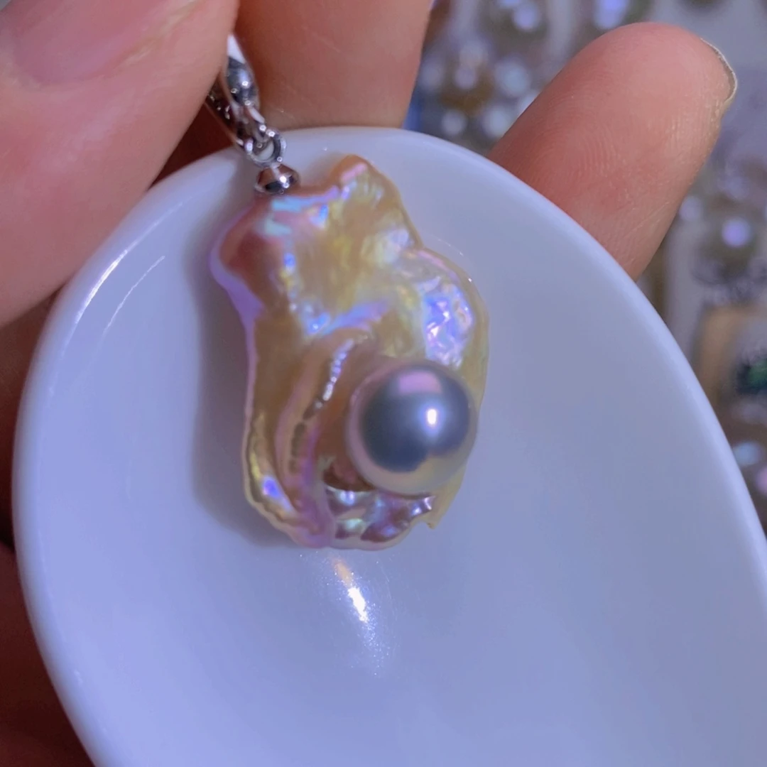 天然淡水珍珠银S925镶嵌淡水珍珠