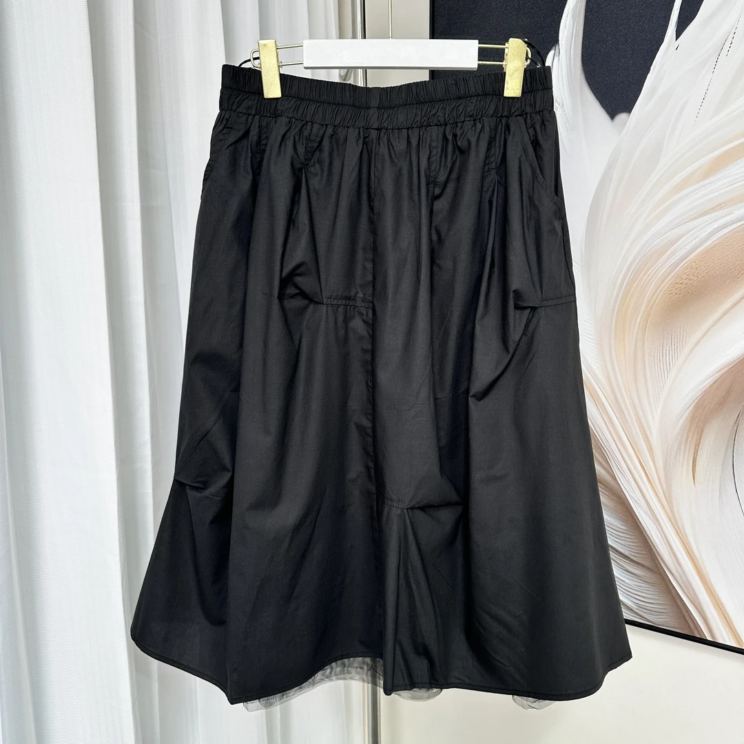 【宜语析】高品质拼接蕾丝艺术褶A字半身裙-5202-1