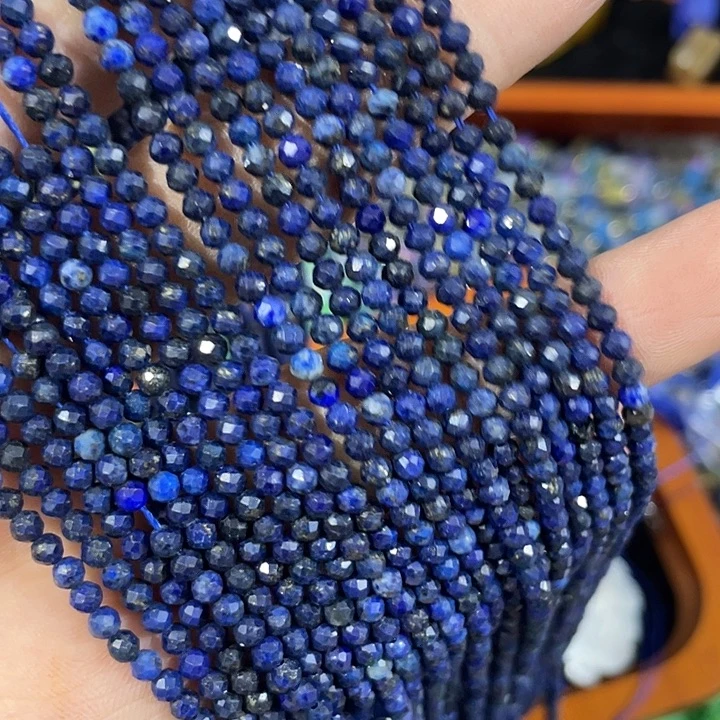 合金玛瑙/玉髓珠宝半成品一条3mm切面青金圆珠