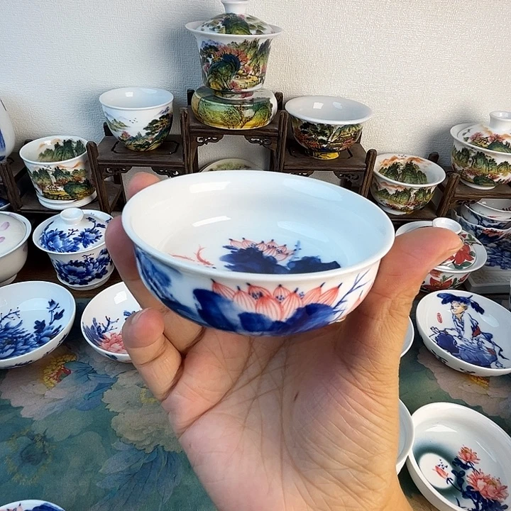 忠意堂釉下彩红牡丹