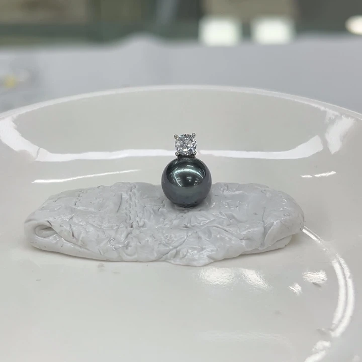 银S925镶嵌吊坠(不含链)海水珍珠8-9mm