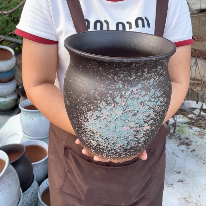 紫砂花盆口21高24瑕疵瑕疵