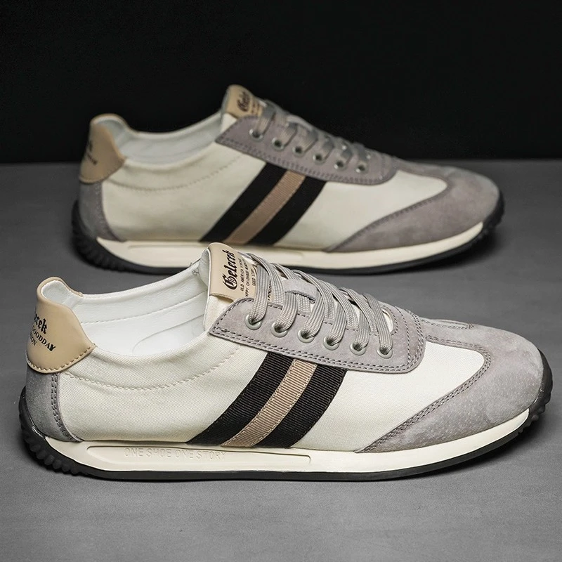 轻奢新款男士运动鞋潮流透气运动休闲鞋潮牌冰丝布复古阿甘男鞋子