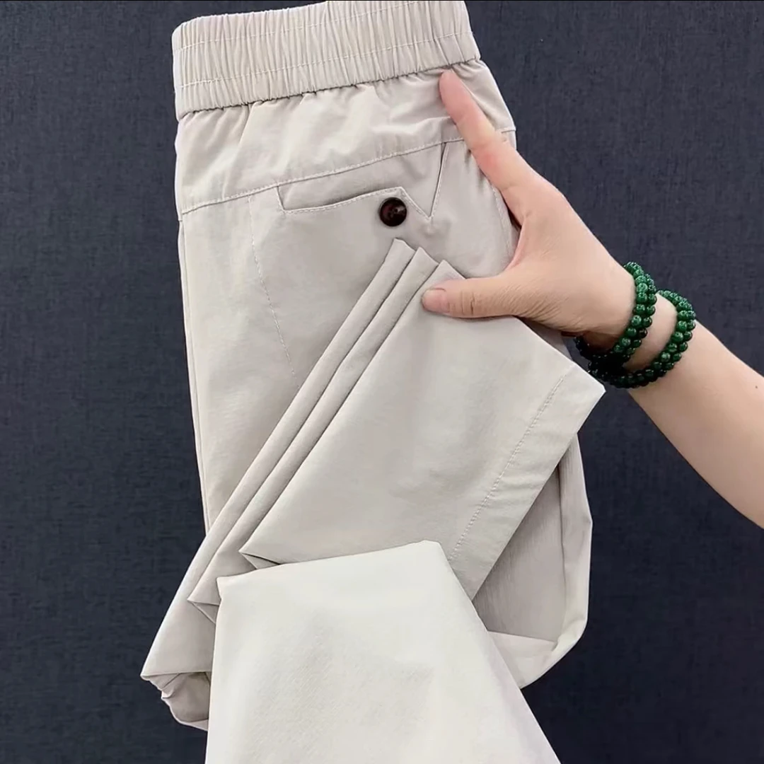 夏季薄款女士速干高腰显瘦哈伦宽松休闲七分小脚裤透气百搭裤子