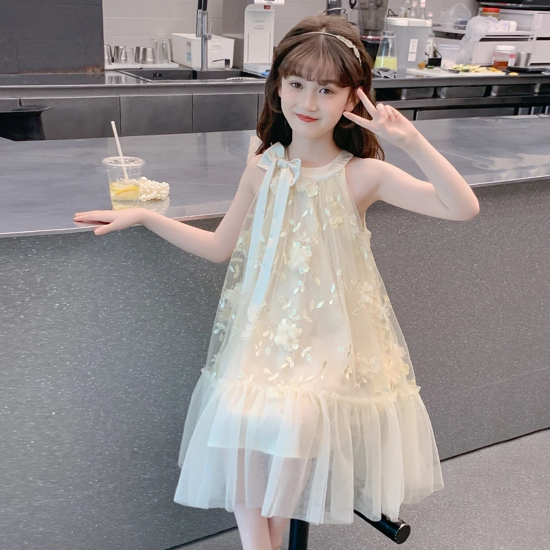 女童连衣裙夏装2025新款儿童网红洋气超好看挂脖公主裙女孩裙子薄