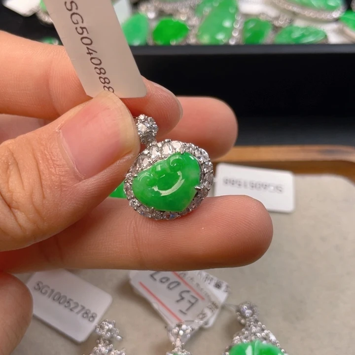 翡翠银S925镶嵌吊坠(不含链)