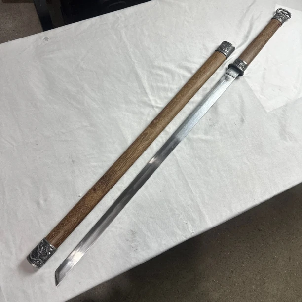 2683 龙泉昊天宝剑环首刀高猛钢鸡翅木未开刃