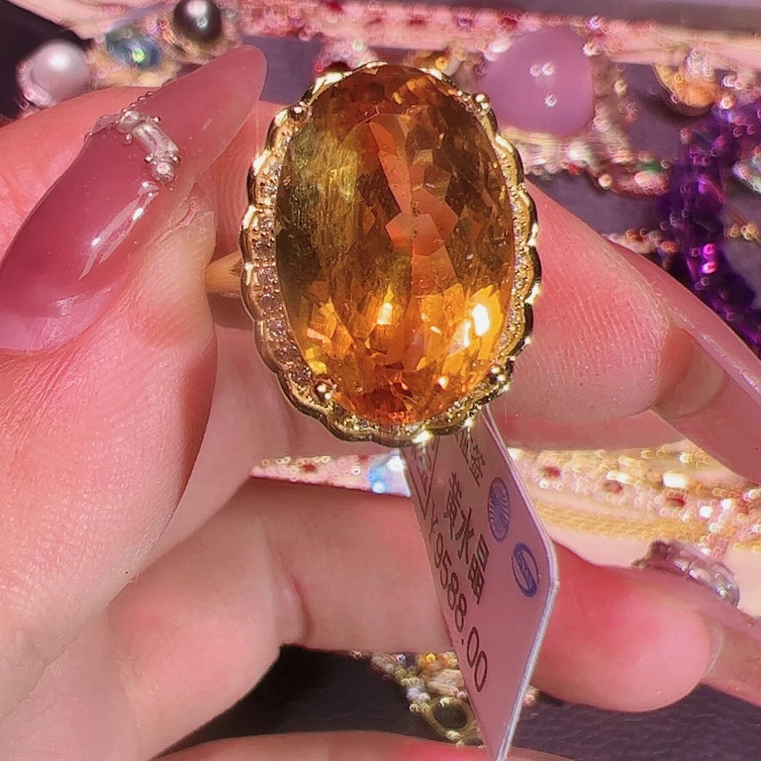 黄晶黄水晶银S925镶嵌