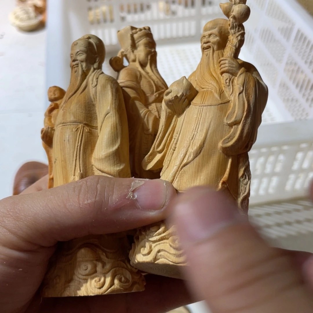 修***飞黄杨木微瑕福禄寿