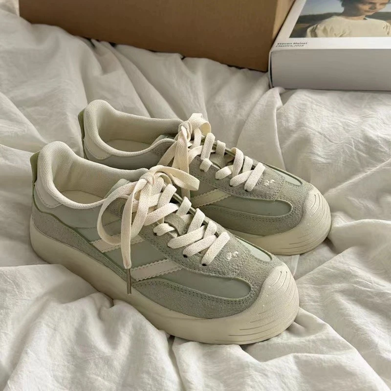 复古德训鞋女2025夏季新款小白鞋百搭休闲板鞋女软底增高学生女鞋