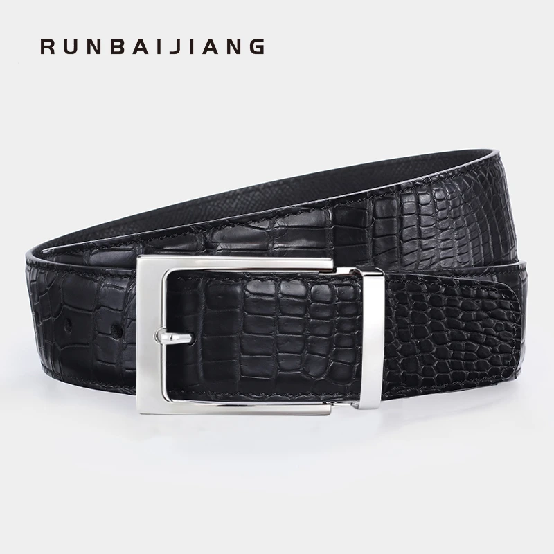 总裁三代高端鳄鱼皮尼罗肚皮亚光男士商务百搭时尚自用/送礼皮带