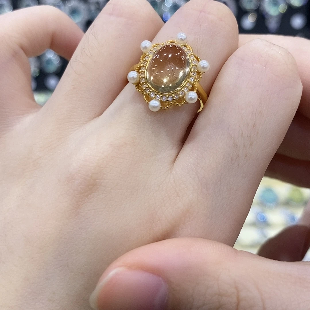 戒指银S925镶嵌黄晶