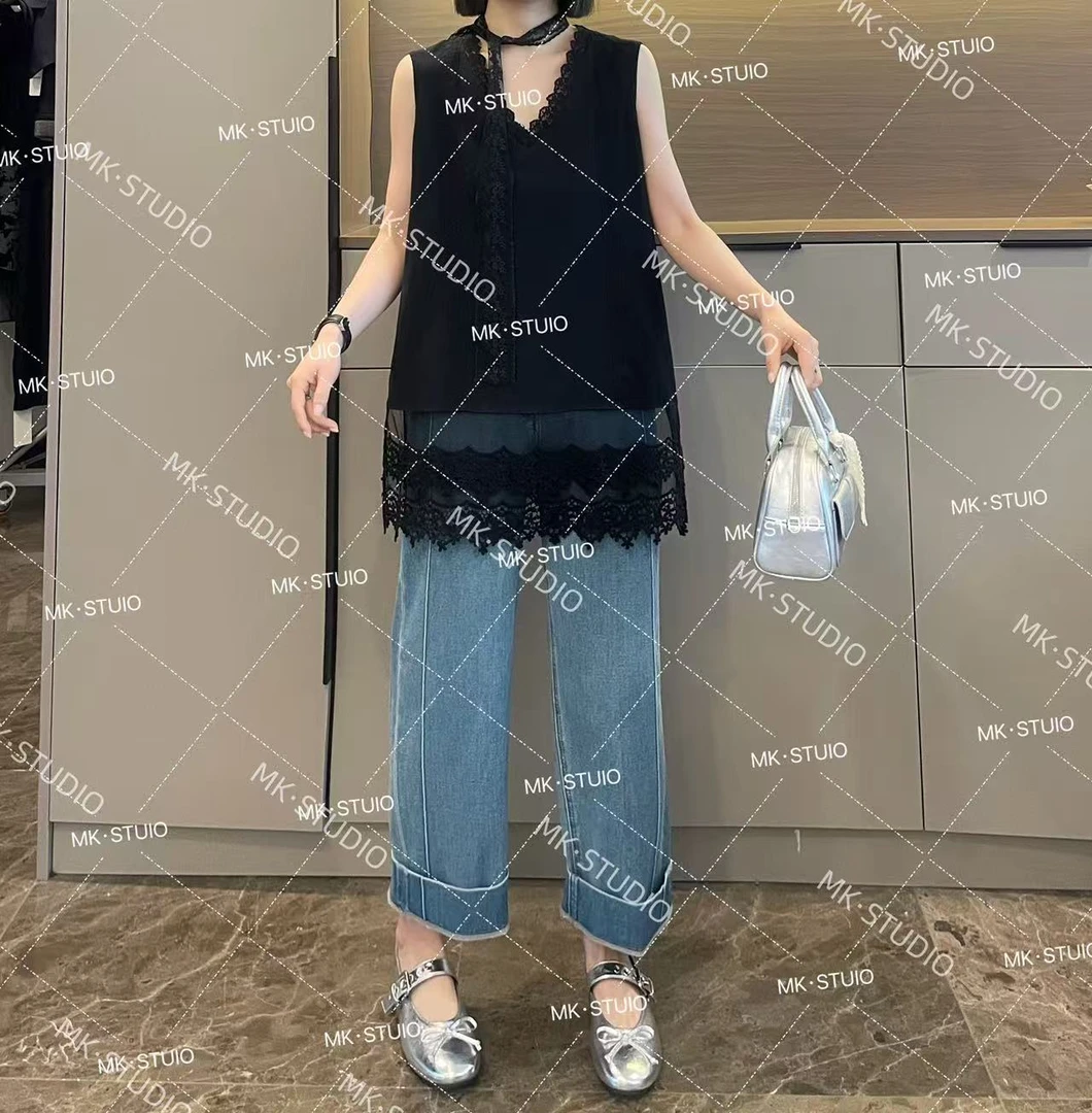 米可/MK-1695ZJ【蕾丝背心】时尚休闲气质减龄春季新款蕾丝背心