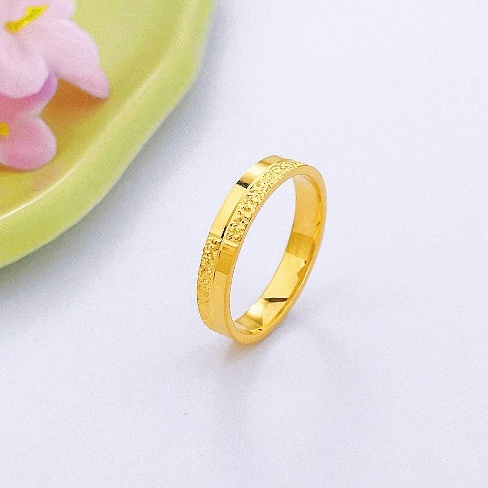 特价 足金999碎碎冰格子戒指AB面闪亮仙女气质情侣对戒