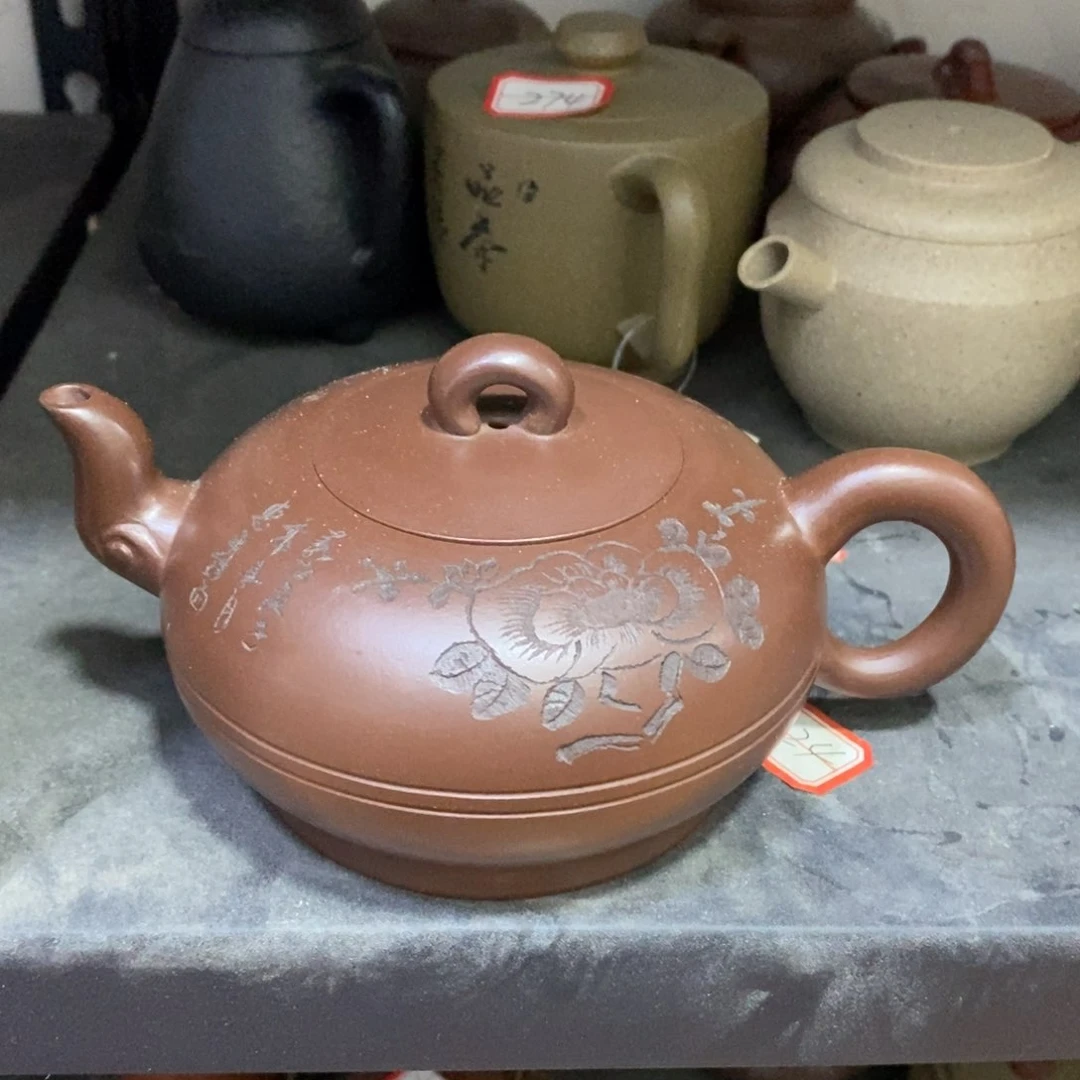 茶壶紫泥白5 花开富贵