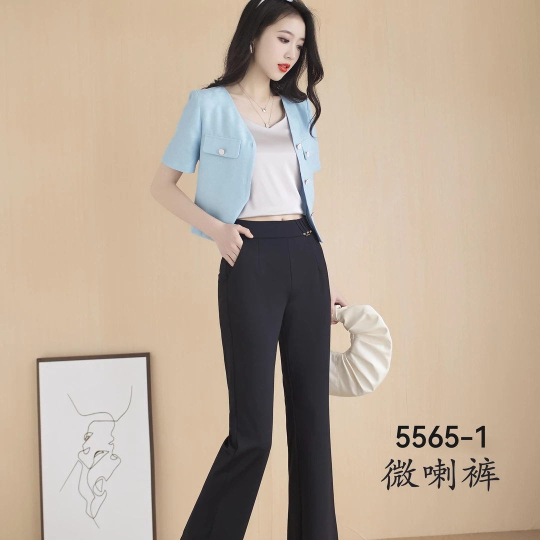 夏季休闲裤微喇裤高腰透气直筒薄款春夏休闲风时尚 AJ5565