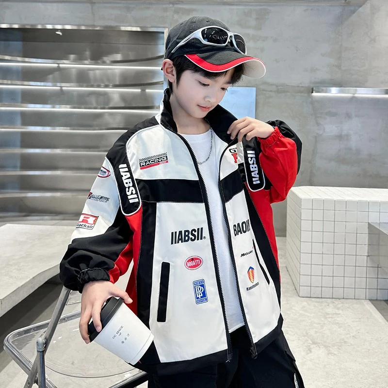 男童春装酷帅机车服外套2025新款大儿童男孩春秋季网红炸街春款潮