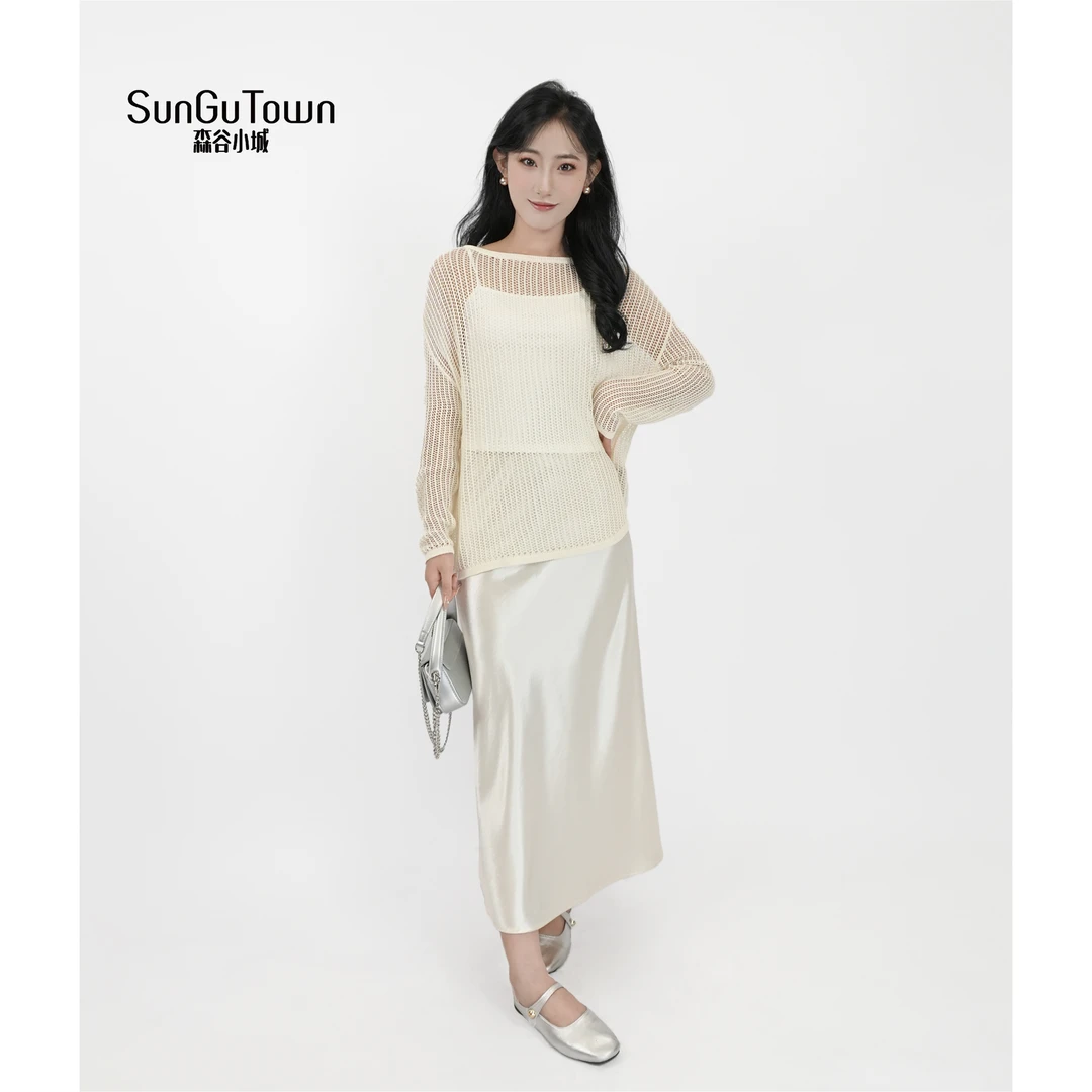 森谷小城秋季设计师款简约镂空针织两件套5BOQ-X01154