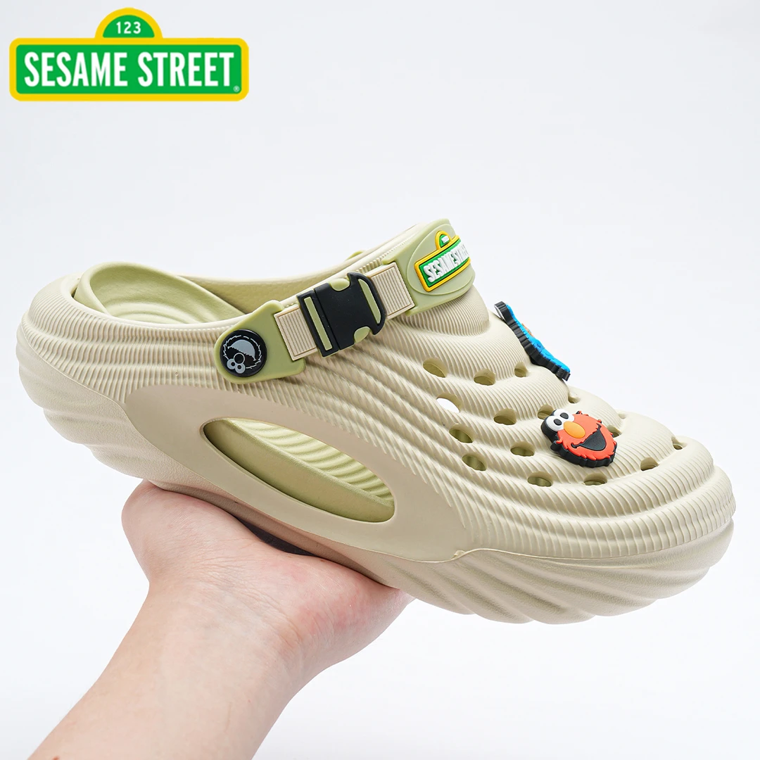 芝麻街2025夏季新款沙滩鞋软底踩屎感防滑耐磨外穿时尚百搭洞洞鞋