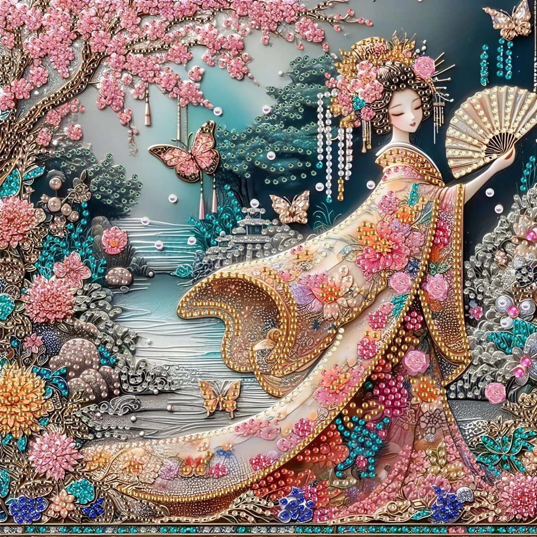 5D DIY异形钻石画美女画大小钻画益智手工制作装饰画古风贴钻风景
