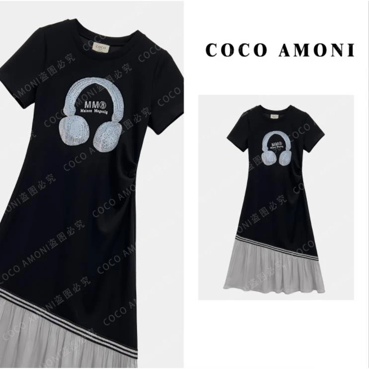 夏季新款高级重工女装拼接耳机款设计气质显瘦高端连衣裙AC339