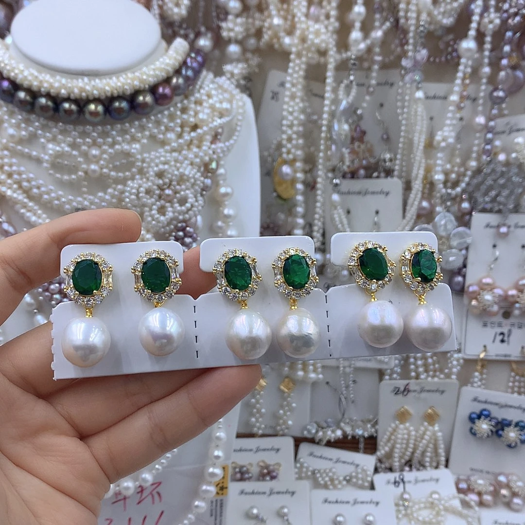 项链耳饰淡水珍珠银S925镶嵌