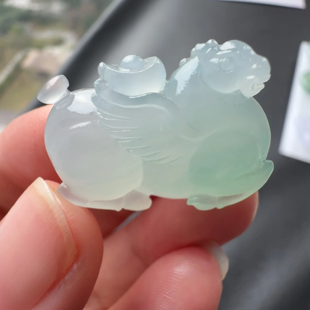 定制翡翠未镶嵌冰种蓝底唐马