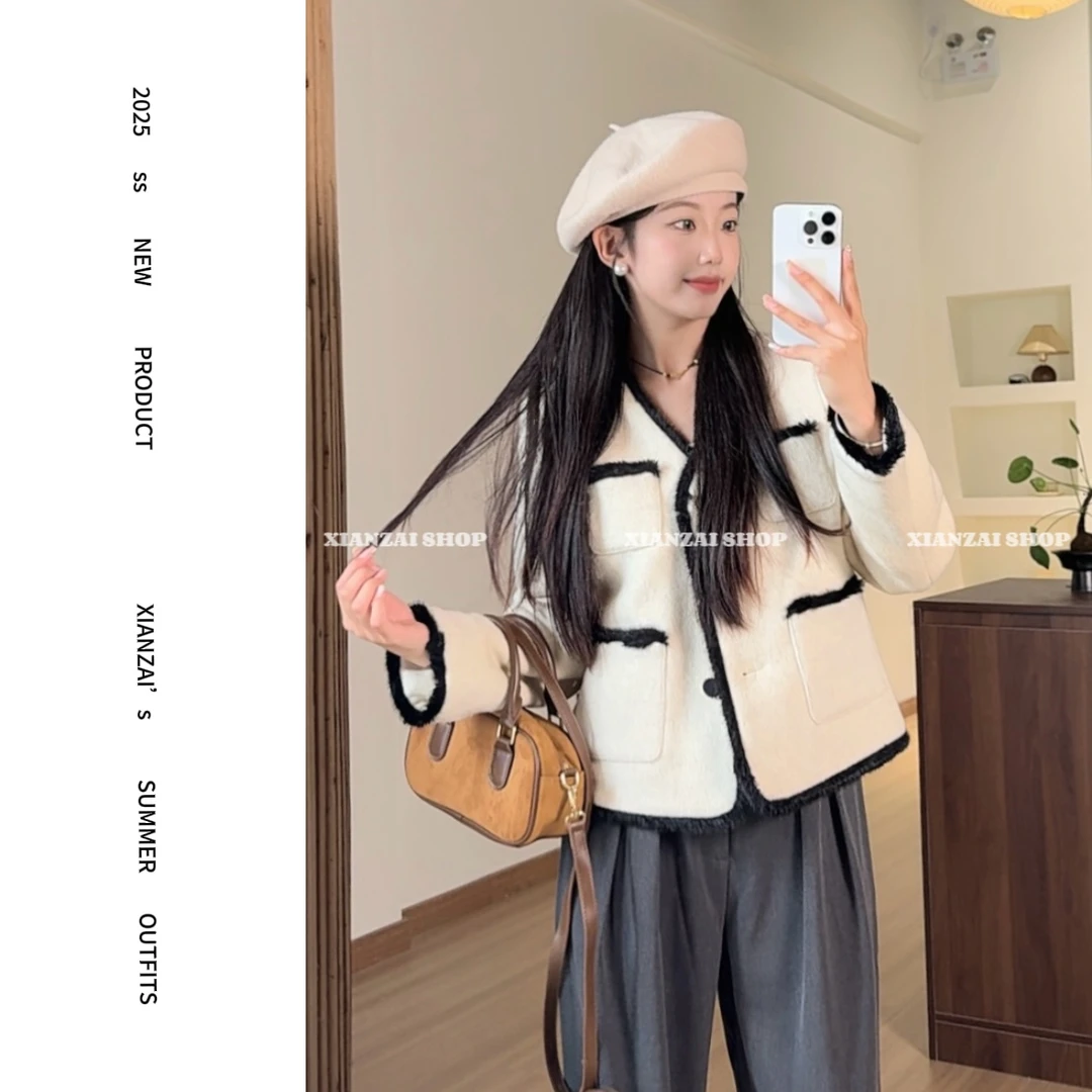 XIANZAI【温柔韩系】秋冬时尚高阶质感轻奢小香风小个子羽绒服外套