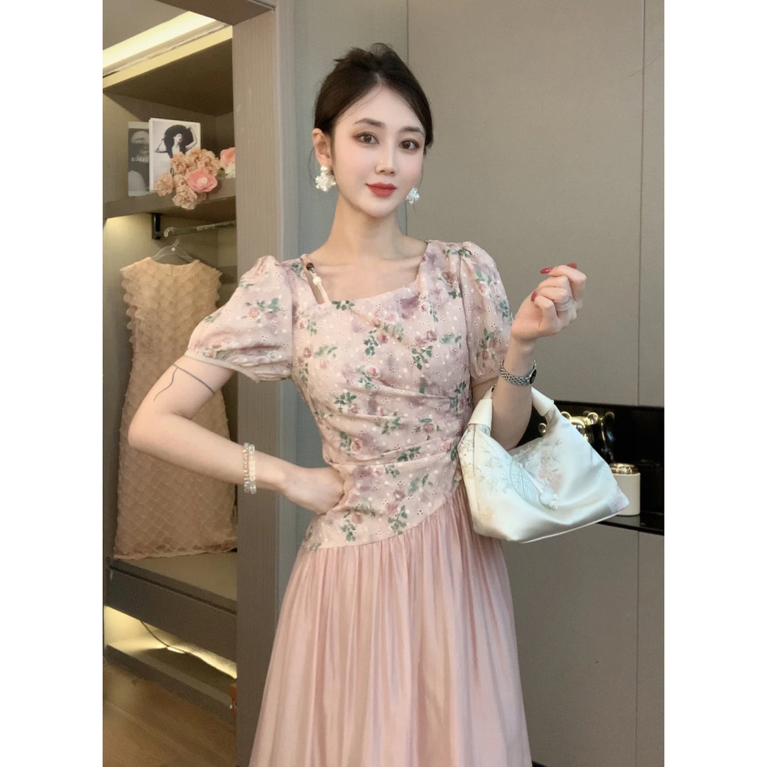 【CICI&GERTCOREL】湖畔暮歌  法式天丝提花拼接连衣裙CC252L1120