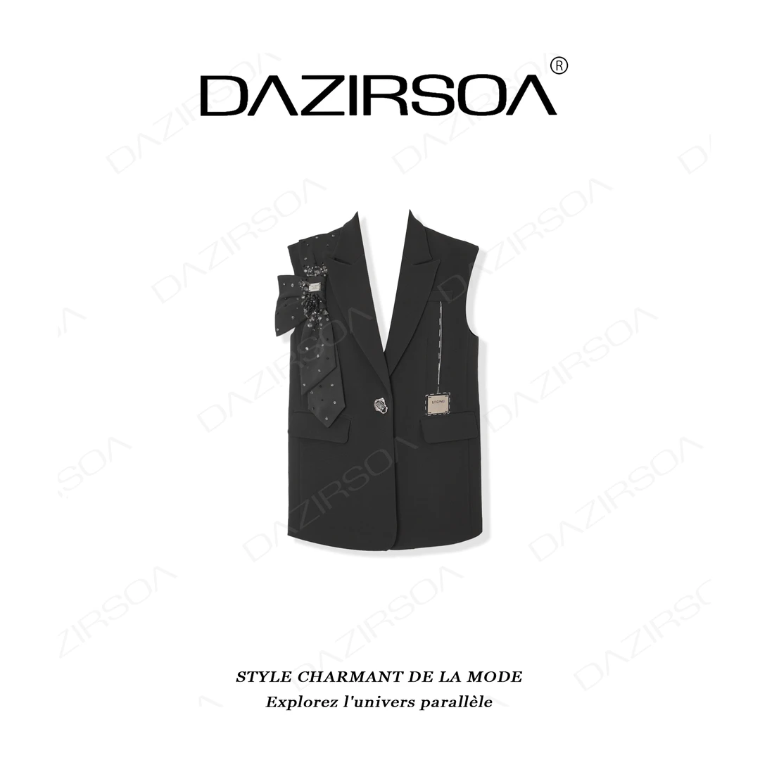 DAZIRSOA/达姿“指尖精灵”立体烫钻蝴蝶结洋气西装马甲 W513