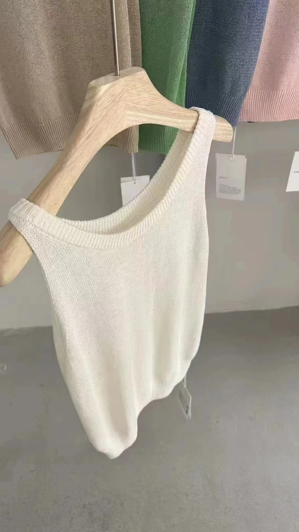 【南希】22393 韩系圆领无袖极简轻职风慵懒背心