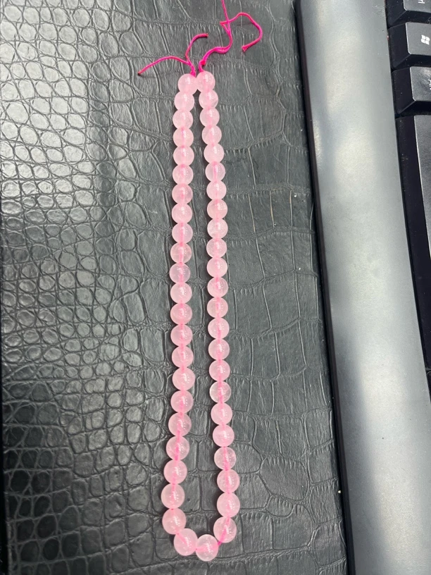 美货 粉色8mm圆珠半成品项链