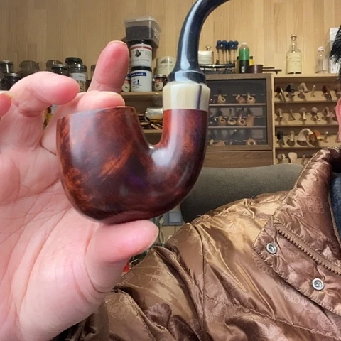 昌化石印石石楠木手工制作烟斗