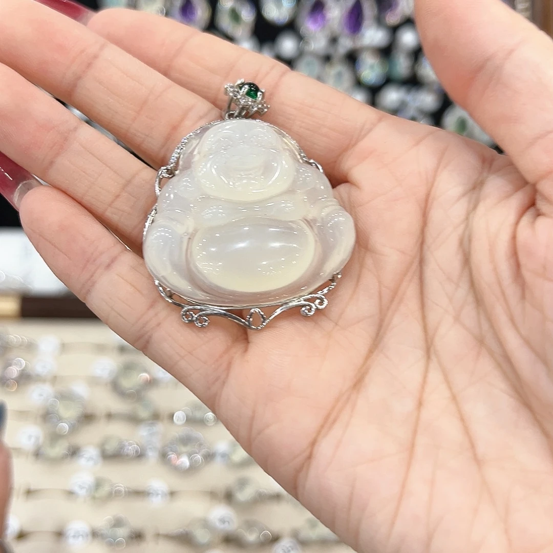 蛇纹石玉银S925镀金镶嵌戒指