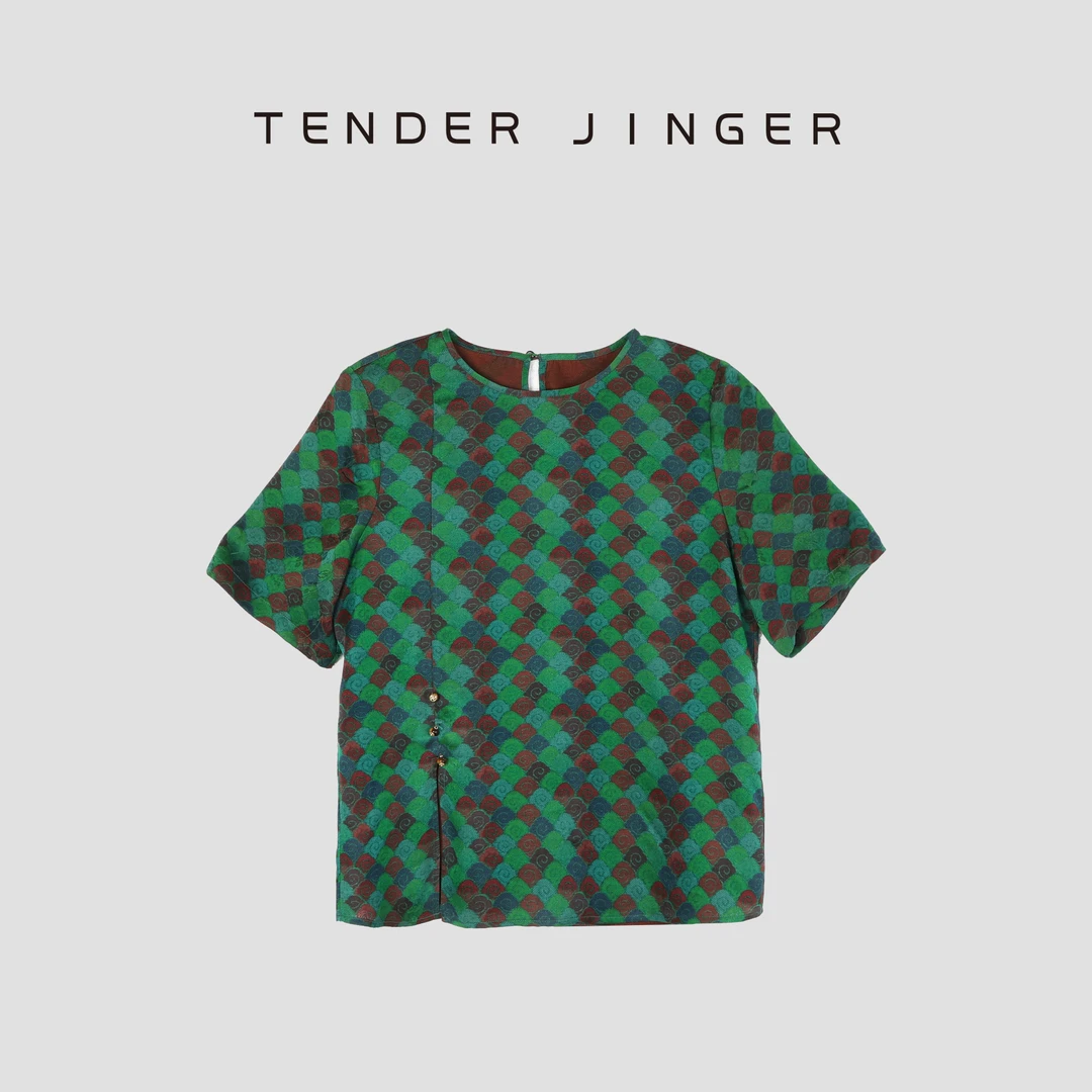 Tender Jinger【黑标】新中式时尚气质香云纱上衣T52LAN30968