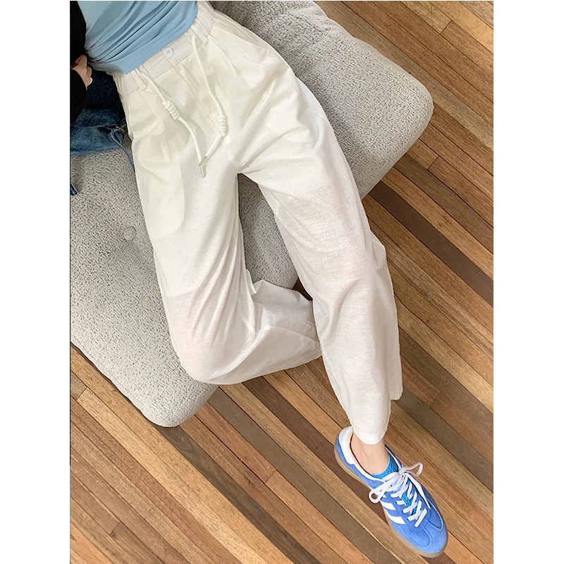 日系奶奶裤女夏季薄款2025新款高腰阔腿小个子九分哈伦奶芙萝卜裤