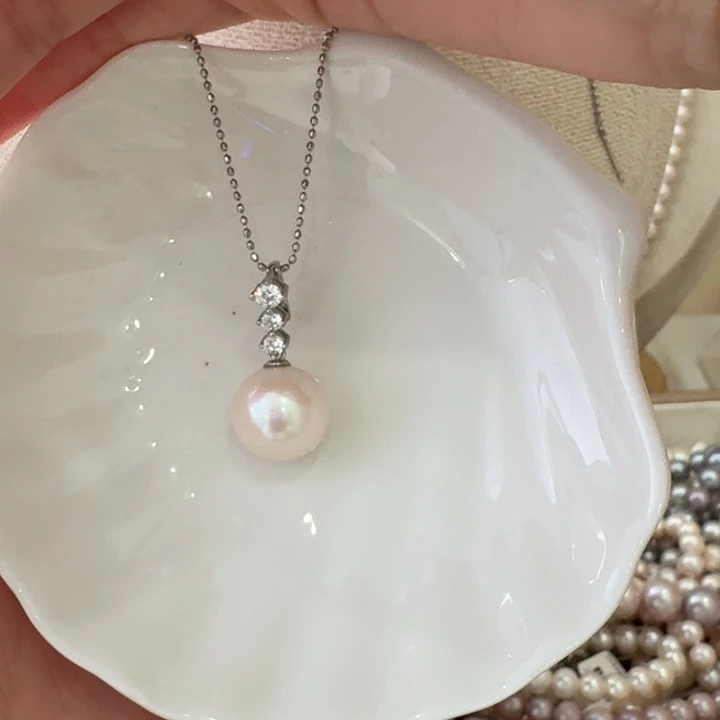 颈饰银S925镶嵌淡水珍珠2号