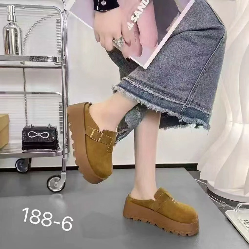 厚底包头半拖鞋女外穿2025夏季新款复古时尚增高懒人一脚蹬勃肯鞋