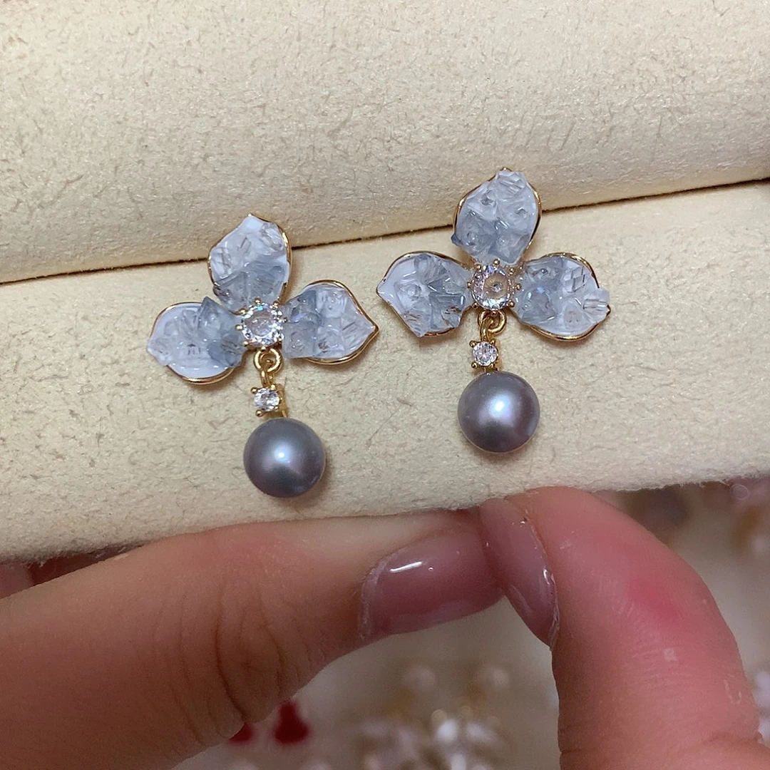 淡水珍珠耳饰合金