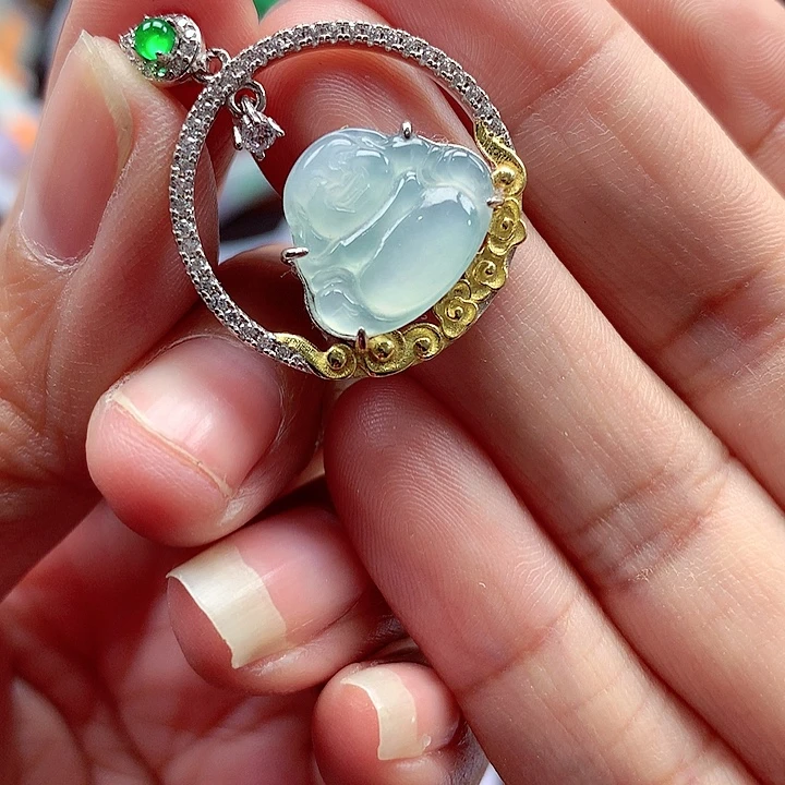 翡翠银S925镶嵌颈饰翡翠